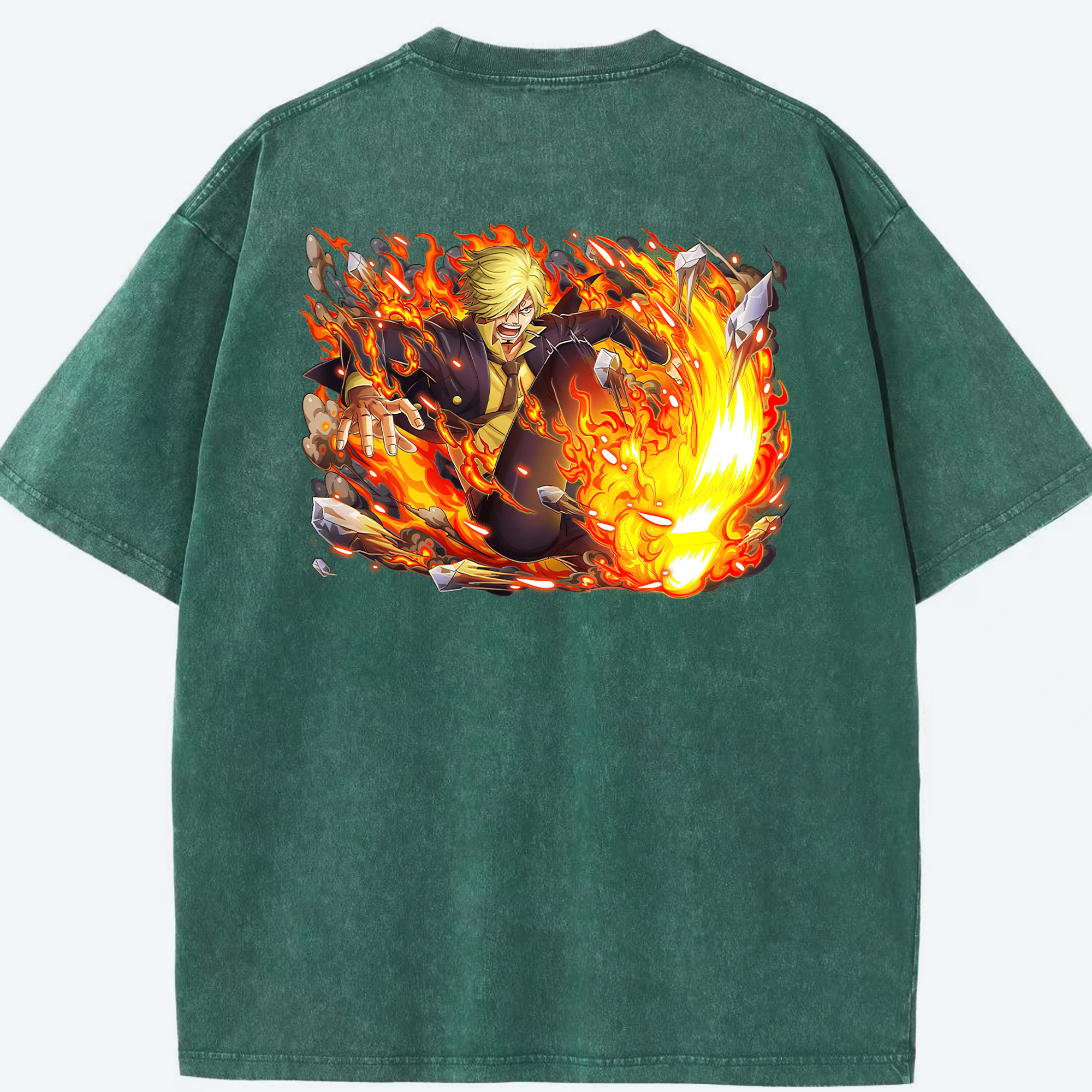ワンピース サンジ ONE PIECE Sanji 綿100% ヴィンテージ風 半袖Tシャツ（背面プリント）